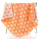 ベビーケット オーガニックコットン 6重ガーゼケット ベビー タオルケット ガーゼおくるみ 星柄 オレンジ