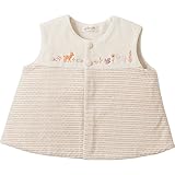 日本製 オーガニックコットン 小さな森の動物 新生児 赤ちゃん用 あったかベスト 70cm 男の子 女の子にも 秋 冬 ベビー服 (ボーダー)