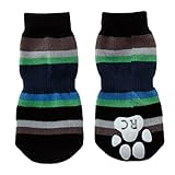 犬用靴下 PAWKS（パウクス） XL ブルーストライプ 4個入り [並行輸入品]