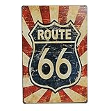route 66 tin sign retro vintage metal plaque bar pub wall