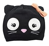 (トヨベイ)Toyobuy ニット帽 子供用 防寒帽 キッズ ベビー 赤ちゃん 帽子 ガールズ ニット キャップ 女の子 通園 猫 萌え 蝶結び S