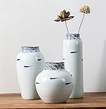 陶磁器の手描きの大きい花瓶 家居には装飾品がドアベル現代簡約靑白磁器花瓶 年年有余 3PC