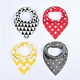 moiitee ソフトスタイ よだれかけ ベビー用 スタイビブ 4枚セット 三角 スナップボタン 赤ちゃん 男女兼用