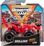 Monster Jam、公式ダートスクワッドモンスタートラック、可動パーツ付き、1:64スケール ダイキャスト車両おもちゃ 男の子3歳以上 (ドリリアムレッド)