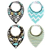 AKC スタイ ビブ よだれかけ コットン100% 柔らかい 2層タイプ スナップ 三角 ベビー 4枚セット (Rセット)