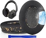 SOULWIT 冷却ジェル パッド イヤーパッド for Sony WH-1000XM3 (WH1000XM3) 用 オーバーイヤーヘッドフォン 交換パッド 高密度フォーム 互換性 ヘッドパッド 冷感 厚手パッド (ブラックゴールド)