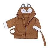杜屋トヤ　かわいいデザインのアニマルベビーバスローブ　赤ちゃんモデルのキャップ付きタオル