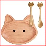 プチママン キャット ネコ お食事セット ウッドトレイ スプーン＆フォーク セット お子様へのプレゼントにピッタリ！子供 キッズ 赤ちゃん ベビー プレゼント ギフト ウッドプレート 誕生日 出産祝い