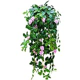 zhuhaitf 2 x人工ローズPlant Hanging Vine Leaves Garlandホームウェディングの装飾 One Size ピンク