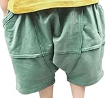 Plus Nao(プラスナオ) ハーフパンツ スウェットパンツ サルエルパンツ 半ズボン 半パン ボトムス 子供服 キッズ KIDS 男の子 男児 女の子 グリーン 100