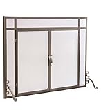 Plow & Hearth 36161-brz 2-doorソリッドスチールフラットガード火災画面、SI、39 W x 31h、ブロンズ