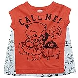 《初夏盛夏対応》INDIE JUNGLE(インディージャングル) 天竺ネコ切り替え半袖Tシャツ 120cm/レッド NO.IN-173110