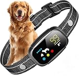 【NEW】無駄吠え防止 首輪 愛犬むだぼえ防止グッズ 全自動式 犬しつけ IP67防水 充電式 安全 訓練用 多段階センサー LCDディスプレー 小型犬/中型犬/大型犬用 近所迷惑防止 安眠妨害解決 無駄吠え防止用品 日本語取扱説明書付き (Green)