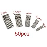 50ピース/ロット高炭素鋼ツイストドリルビット1/1。5/2/2.5/3ミリメートルドリルビット木材ドリル用木材アルミpower toolsセット