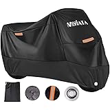 MOSFiATA バイクカバー 車体カバー 300D厚手生地 銀色コーディング 二層構造 全長245cmまで 大型バイク対応 防水 紫外線防止 防雪 防塵 耐熱 風飛び防止 鍵穴盗難防止 収納袋付き （黒-245*105*125cm）