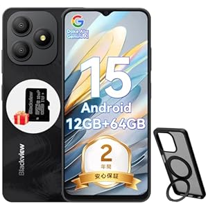 Blackview Wave9C SIMフリー スマホ Android 13 Doke AI搭載 12GB RAM+64GB ROM 6.56インチ大画面 5000mAhバッテリー ブラック
