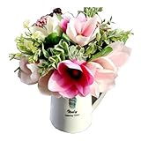 POTOJP 造花 手作り 造花 マグノリアブーケ 枯れないお花 本物みたい 工芸 高級 贈り 壁掛け 結婚式 誕生会 二次会 お祝い 花束プレゼント インテリア 华道 (ピンク)