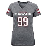NFL Girls 7 – 16 j。j。Watt Houston TexansメインストライプVネックName & Number半袖Tシャツ、スモール/（7 – 8）、ヘザーグレー