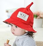 LOTUS LIFE かわいすぎる とんがり 帽子 キッズ こども コットン 男の子 女の子 両用 50cm NYC (レッド)