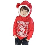 AmazingDeal 子供服 男の子 女の子 長袖 パーカー 鹿柄 春秋冬 綿製品 お出かけ 衣装 可愛い レッド (110（３-４歳）)