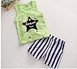 ツバメ--屋　ベビー服 ベビー 赤ちゃん 男の子 女の子 Ｔシャツ 短パンツ シャツ セット 夏 可愛い 涼しい コットン 綿 (80, グリーン)