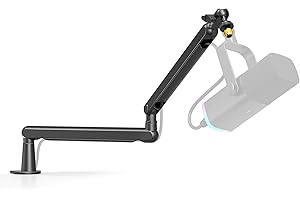 FIFINE Microphone Boom Arm, Low Profile Adjustable Stick Microphone Arm Stand with Desk Mount Clamp, Screw Adapter, Cable Management, for Podcast Streaming Gaming Studio-BM88