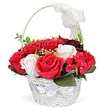 YOBANSA フレグランス ソープフラワー 創意花かごギフトボックス 誕生日　母の日　記念日　先生の日　バレンタインデー　昇進　転居など最適としてのプレゼント (赤いバラ)