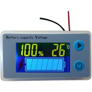 デジタル電圧計 バッテリー残量測定 温度表示機能 電圧モニター 12Vセットアップ済