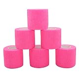 STpro 自己スティック包帯ラテックス 6巻 5CM x 4.5M ストレッチスポーツラップ (6巻, ピンク)