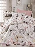 Gold Case - Butterfly Girl - Young Series, High Quality Ranforce Duvet Cover Set - Made in Turkey - 