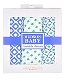 Hudson Baby Colorful Dreamer Swaddle Blanket - green/blue, one size by Hudson Baby