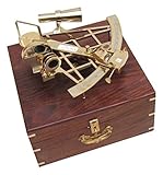 Benzara Sextant Brass with Wood Case All Time Nautical Gift Option for Anyone