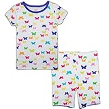 カーターズ（Carter's)綿100%パジャマ 女の子用カラフルバタフライ半袖パジャマ上下2点セット 6months(61-67cm) 6ヶ月用 出産祝い,蝶柄寝巻き,ちょう柄おねんね着 [並行輸入