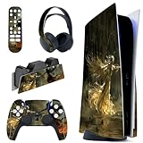 PlayVital ps5コンソール本体（ディスクバージョン）に対応用ステッカーシール、ps5コントローラー＆ヘッドセット＆リモコン&充電ステーションに対応するステッカービニールシール【インカウンタ】