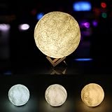 3dプリントMoon Nightライトランプ、USB充電式Lunarライト充電タッチスイッチ3色変更LEDライトランプ明るさ調節可能なテーブルライト、ホームデコレーション RXL-LEMON09194