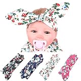 ZYCC 4本の赤ちゃんの女の子のヘッドバンドBoho花の印刷のちょう結びの赤ちゃんの頭の耳DIYウサギの耳
