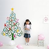 PopDecors Wall Decals & Stickers - Happy Christmas Tree Wall Decal (59H) -Holiday Sticker Kids Love 