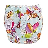 Refaxi　蝶　バタフライ　プリント　子供　赤ちゃん　二重　おむつ　パンツ　スナップ調整　おむつカバー　洗濯可能