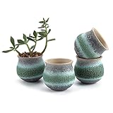T4U 2.75 インチ 陶器鉢 サマートリオ NO.1 多肉植物 サボテン鉢 フラワーポット プランター容器 緑 4個いり