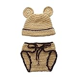 Zhhlinyuan Newborn Baby Photography Props Infant Knit Crochet Costume Outfits Beanie+Shorts 0-4M 392
