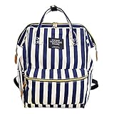 【Grandir】 がまぐち リュック レディース 大人可愛い マザーズバッグ 大容量 通勤 通学 選べるカラー11色 (ストライプ/ブルー)