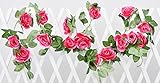 Funpa　造花　花の籐　ローズ　花輪　3本　1本　家　ドア　ガーデン　窓　壁　結婚式　お祝い　掛け飾り　パーティー　アクセサリー　2.3m　布　ロマンチック　雰囲気を作る　2.3m (レッド)