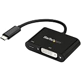 StarTech.com USB Type-C - DVI 変換アダプタ/USB Power Delivery/USB-C - DVI-Dビデオ変換/1080p/タイプC - DVI シングルリンク 映像コンバータ/60W PD対応/Thunderbolt 3 互換/ブラック CDP2DVIUCP