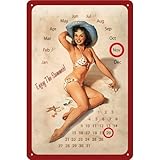 Nostalgic Art 20289 Pin Up Enjoy the Summerカレンダーメタルサイン20 x 30 cm by Nostalgic Art