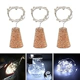 3個セット コルクストリングライト LEDイルミネーションライト ワインボトルライト 防水 3種の点灯モード 15LED電球 コルクの栓型 パーティー 結婚式 クリスマス DIY飾り 装飾用 (コール