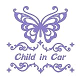 デザイン工房ＳＩＧＮＳ 車ステッカー Child in car 3 綺麗にはがせる 車 ステッカー 蝶 チョウ ラベンダー