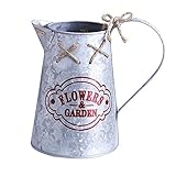 VANCORE Rustic Shabby Chic Vase Primitive Pitcher Metal for Home [並行輸入品]