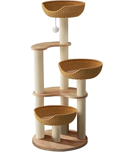 Amazon | PETTIFUL キャットタワー 木製 【天然木使用