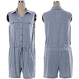 (マーシェル) Marshel 授乳口付 マタニティ ノースリーブ オールインワン オーバーオール キュロット マタニティー服 授乳 ライトグレー L