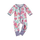 PER ロンパース　ベビー服　カバーオール　子供服　キッズ　ジッパー付き　花柄　お着替えやすい　女の子　出産祝い　プレゼント (90)